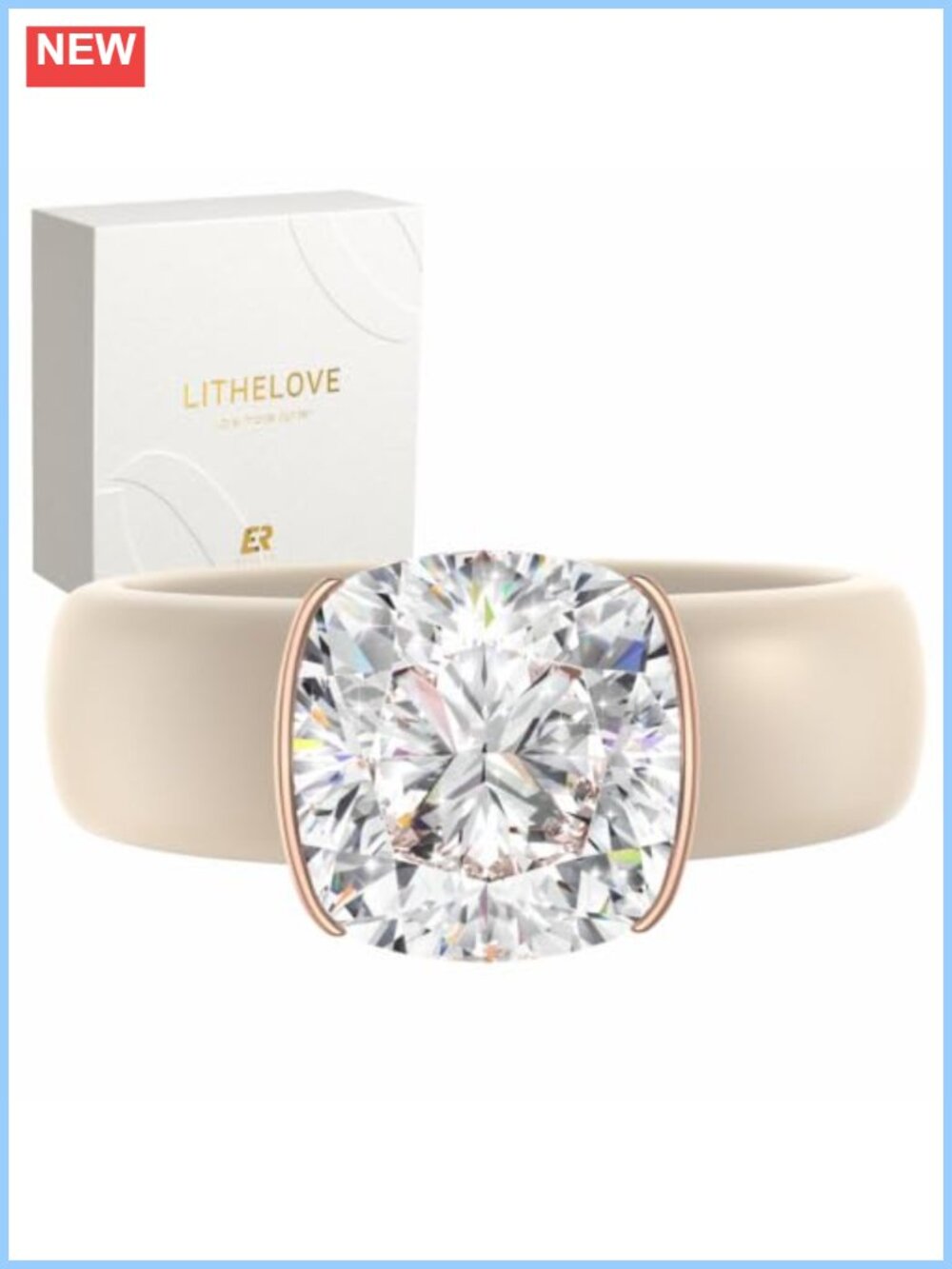 Cushion Cut Cubic Zirconia Silicone Anniversary Ring